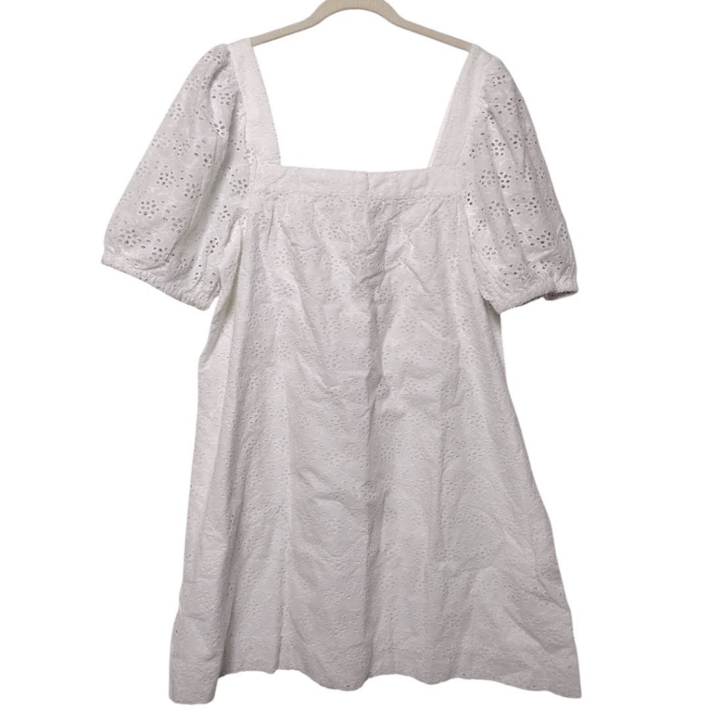 NWT Vineyard Vines Serena Eyelet White Square Neck Puff Sleeve Dress Size XL
